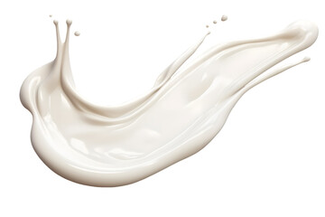 White milk or cream wave splash with splatters and drops isolated on transparent background - obrazy, fototapety, plakaty