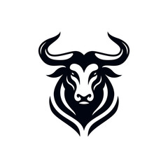 Bull head logo design. Creative bull horns symbol. Vector illustration. 