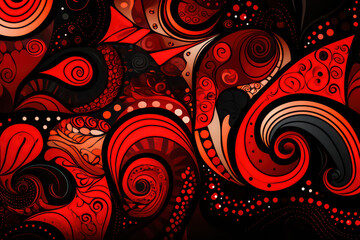 Abstract drawing with black and red
