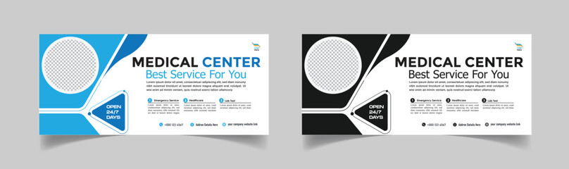 Vector hospital healthcare service face book cover template
