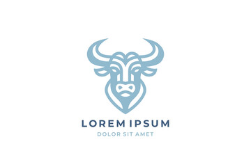 Bull head logo design. Creative bull horns symbol. Vector illustration. 