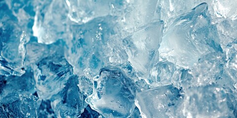 A close-up view of a bunch of ice cubes. Perfect for refreshing summer drinks or adding a cool touch to food and beverage photography - obrazy, fototapety, plakaty