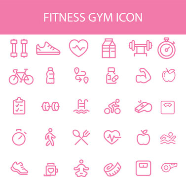 fitness and Gym diet icons design Doodle Health Set Free Vector objects.