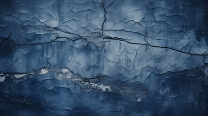 Dark navy blue texture background for design. Toned rough surface of concrete. A painted old building wall with cracks. 