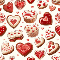 design seamless pattern with a valentine theme elements (Heart, Rose, etc)