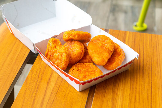 Aranda de Duero, Spain - September 16, 2023: McDonald's box with McNuggets.