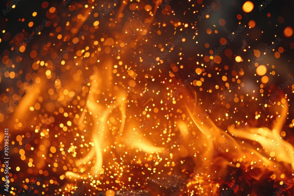 Aufkleber A close-up view of a fire with numerous sparks flying. Perfect for adding a touch of warmth and excitement to any project
