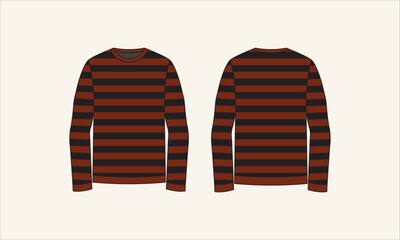 Two Color Stripe Crew Neck Men's Sweater Sketch for Tach Pack