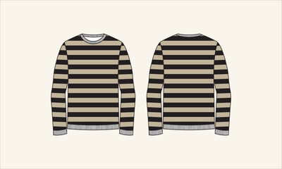 Two Color Stripe Crew Neck Men's Sweater Sketch for Tach Pack