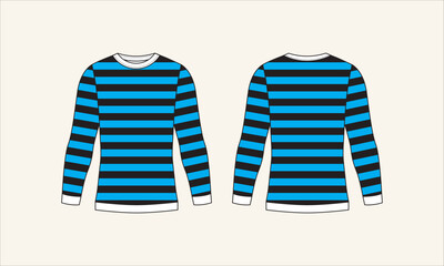 Two Color Stripe Crew Neck Women Sweater Sketch for Tach Pack