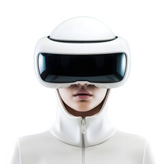 Woman in VR glasses  isolated on transparent background