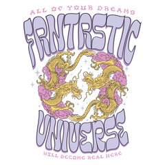 Fantastic mystic design with dragons 