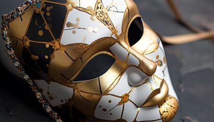 Gold colored mask, ancient elegance, shiny souvenir generated by AI