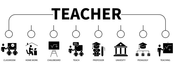 Teacher banner web icon vector illustration concept