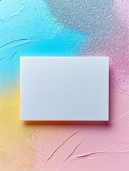 Top view of white blank card mockup with various color backdrop, Generative AI.