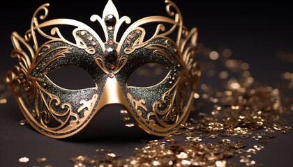 Shiny gold mask adds elegance to celebration generated by AI
