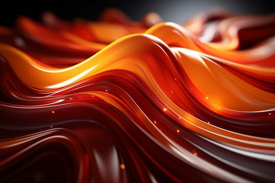 Dynamic Abstract Waves in Lustrous Orange and Black