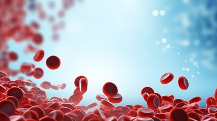 Waves of blood cells on a white backdrop with copy space, Generative AI.