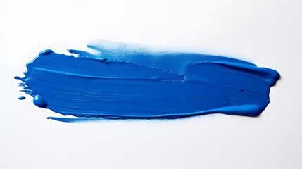 Paint brush stroke of Classic blue color on white background. Top view.
