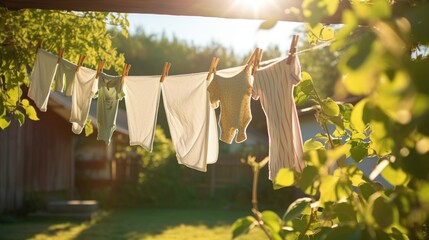 laundry is dried in the hot sun - obrazy, fototapety, plakaty