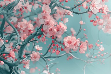 A detailed view of a tree with vibrant pink flowers. Perfect for adding a touch of color and nature to any design or project