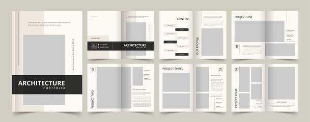 Architecture Portfolio Template, Portfolio Design for Architecture and Interior, A4 Size Brochure - obrazy, fototapety, plakaty