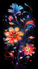 Abstract neon floral