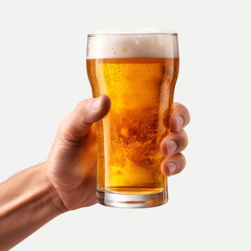 photography of a glass of beer isolated on a transparent background created with Generative Ai