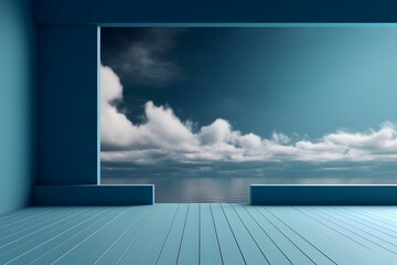minimalist elegant blue sky tone scandinavian stage background 8k.