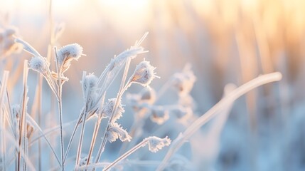 Plant covered with frost, hoarfrost or rime in winter morning, natural background
Plant covered with frost, hoarfrost or rime in winter morning, natural background - obrazy, fototapety, plakaty