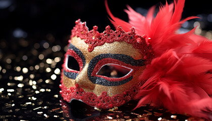 Masked revelers celebrate Mardi Gras with elegance generated by AI