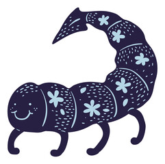 Decorative scorpion with mystic floral ornament. Zodiac symbol