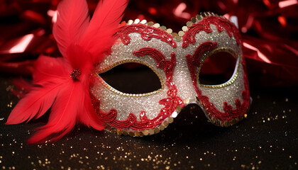 Colorful masquerade masks add elegance to the celebration generated by AI