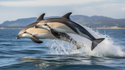 Dolphins are gregarious animal swimming