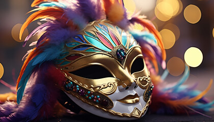 Colorful mask adds elegance to traditional carnival celebration generated by AI