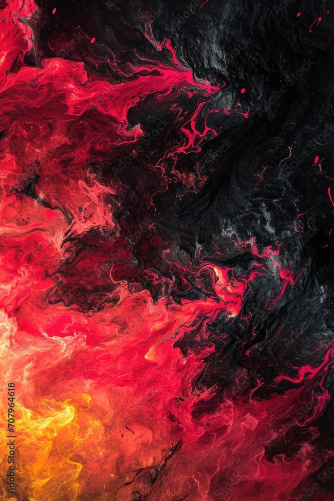 Aufkleber abstract painting with red and black colors on a black background. suitable for artistic projects an