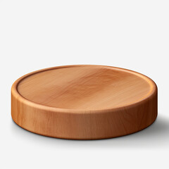 photography of a wooden round podium for product presentation isolated on a transparent background created with Generative Ai