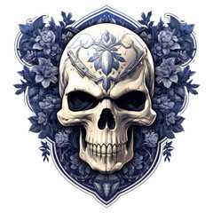 Skull t shirt sticker logo, punk rock military skull, weapons, dark art.