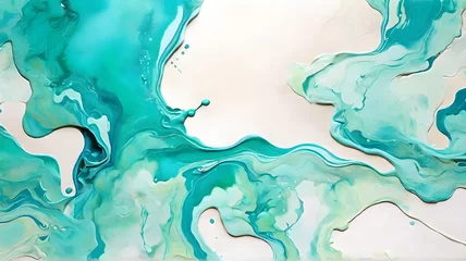 Crédence de cuisine en verre imprimé Cristaux Green turquoise abstract painted marble illustration background texture