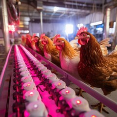 Technologically advanced chicken farm - obrazy, fototapety, plakaty