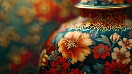 A vibrant vase placed on a table. Ideal for interior design and home decor