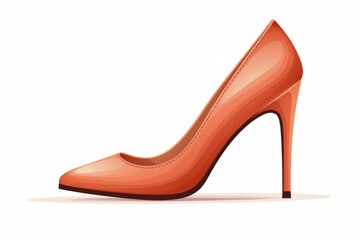 Glamorous Red Leather Stiletto: A High-Fashionable, Stylish and Elegant Footwear Accessory for Modern Women, Isolated on a White Background