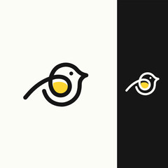 modern minimalist simple monoline bird logo design vector template