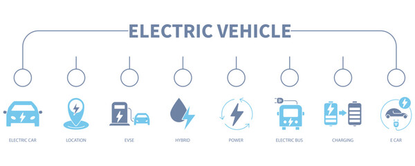 Electric vehicle banner web icon vector illustration concept