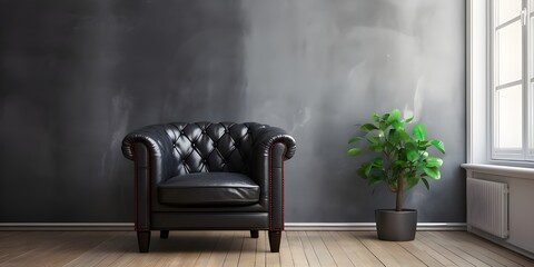 Classic Living,Black Sofa Elegance.AI Generative 