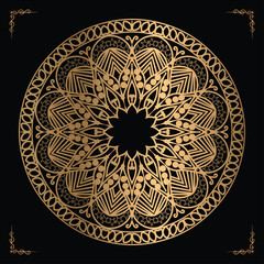 Luxury mandala design gold color Vetor	
