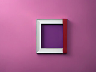 lila Bild im weiß rotem Rahmen an violetter Wand - obrazy, fototapety, plakaty