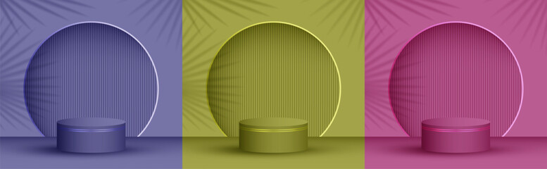 Cosmetics product presentation stage, studio room pedestal vector. Podium award scene set.