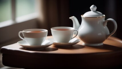 Obraz na płótnie Canvas cup of tea and teapot ai generated
