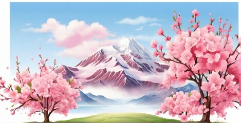 spring landscape with cherry blossoms